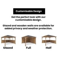 Wooden Gazebo Utopia 200 W2m x D2m - Heavy Duty Garden Shelter Pressure Treated and Roof Shingles