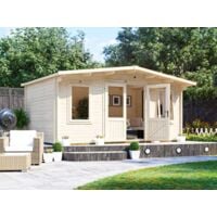 Log Cabin Severn W5m x D3m - Garden Home Office Man Cave Workshop Summerhouse Shed 45mm Walls Double Glazed and Roof Shingles