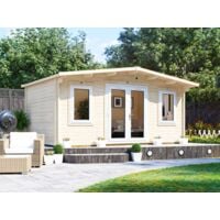 Log Cabin Severn W5m x D3m - Garden Home Office Man Cave Workshop Summerhouse Shed 45mm Walls Double Glazed and Roof Shingles