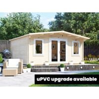Log Cabin Severn W5m x D4m - Garden Home Office Man Cave Workshop Summerhouse Shed 45mm Walls Double Glazed and Roof Shingles