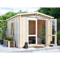 Insulated Garden Log Cabin WarmaLog Avon 3m x 3m Warm Man Cave Home Office Summer House Double Glazing Toughened Glass