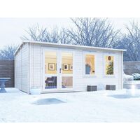 Insulated Garden Log Cabin WarmaLog Modetro 5.5m x 4m Warm Man Cave Home Office Summer House Double Glazing Toughened Glass