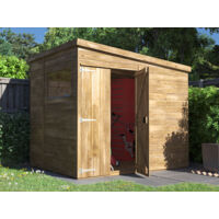 Dunster House Bike Shed Storage 2.4m x 1.8m Garden Building Wooden Overlord Pent Roof With Window