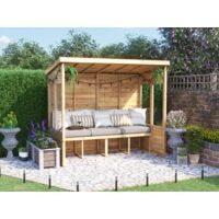 Dunster House Garden Arbour, W2.4m x D1.2m / W8' x D4', Pressure Treated, Apocallipo