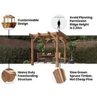 Wooden Pergola Garden Shade Plant Frame Furniture Kit - Atlas 2.3m x 2.3m