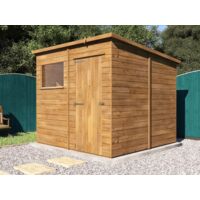 Pent Roof Pressure Treated Wooden Garden Storage Building Workshop - Dad's Shed II W2.4m x D2.4m
