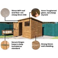 Pent Roof Pressure Treated Wooden Garden Storage Building Workshop - Dad's Shed II W2.4m x D2.4m