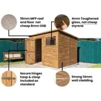 Pent Roof Pressure Treated Wooden Garden Storage Building Workshop - Dad's Shed III W3m x D2.4m