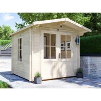 Log Cabin Avon W2.5m x D2.5m - Garden Home Office Man Cave Workshop Summerhouse Shed 28mm Walls Toughened Glass and Roof Shingles