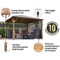 Utopia Garden Bar Gazebo W3m x D3m - Heavy Duty Garden Shelter with Log Bar Included