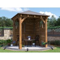 Dunster House Wooden Gazebo Kit Louvre Walled 2.5m x 2.5m Heavy Duty Garden Shelter Roof Shingles Leviathan