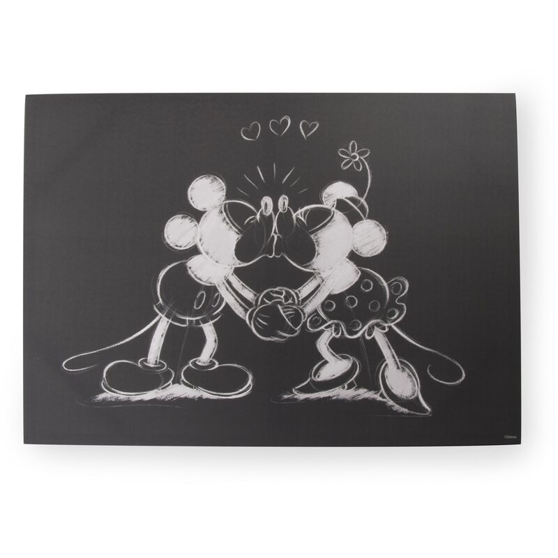 Toile imprim e Mickey Minnie Bisou Disney 70 x 50cm Noir Blanc