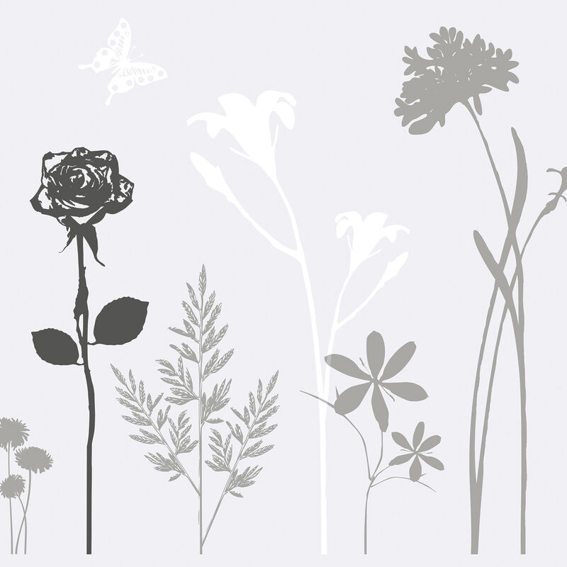 1PC 45x200CM Motif de fleurs d'encre noir et blanc Film Fenetre Anti Regard  Occultant, Fleur