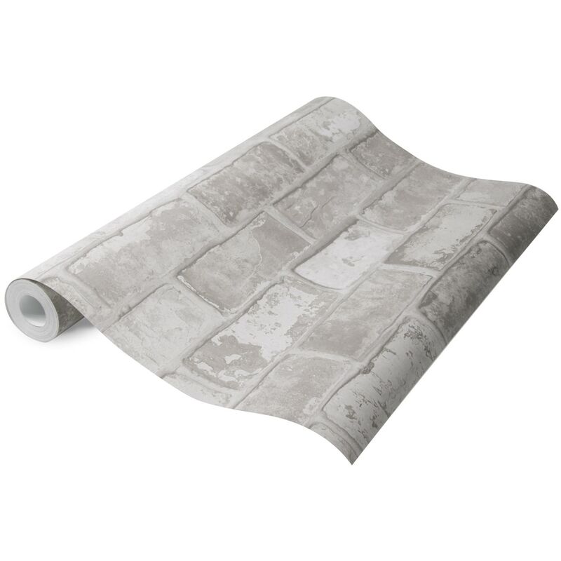 Papier peint intissé mur briques loft gris 1005x52cm LOFT