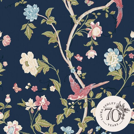Papier peint intissé Laura Ashley Summer Palace Midnight 1005 x 52cm Bleu