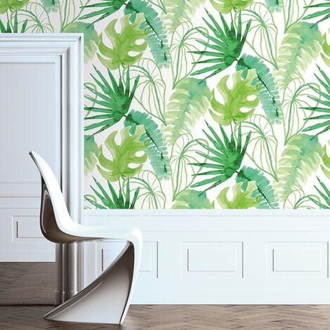Papier peint intissé Jungle Fever Grainé 1005 x 52cm Blanc, Vert
