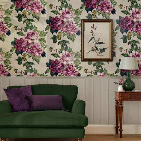 Papier peint intissé Joules Invite floral 1005 x 52cm Rose, vert