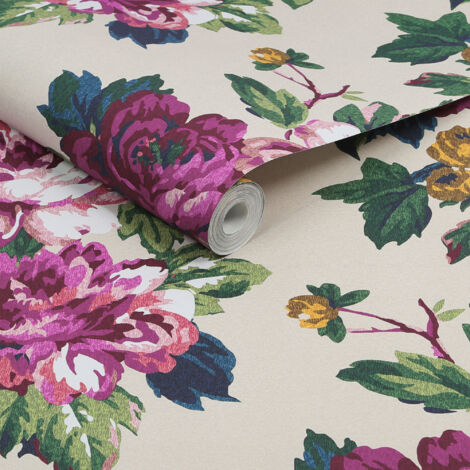 Papier peint intissé Joules Invite floral 1005 x 52cm Rose, vert