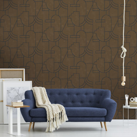 Papier peint intissé Vigo 1005 x 52cm Marron, bleu (1/5)