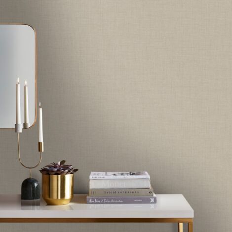 Papier peint intissé Textile mat 1005 x 52cm Sable blond (1/5)