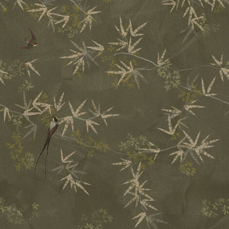 Papier peint panoramique Oiseaux du Paradis 200 x 280cm Vert
