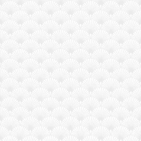 Papier peint intissé Gatsby Art Déco écailles 1005 x 52cm Blanc, Nacre argentée