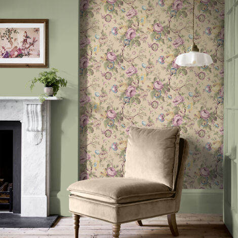 Papier peint intissé Laura Ashley Fleurs Roses Uffington 1005 x 52cm Multicolore