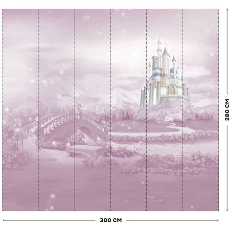 Papier Peint Panoramique Princesses Chateau Disney 280 X 300cm Multicolore