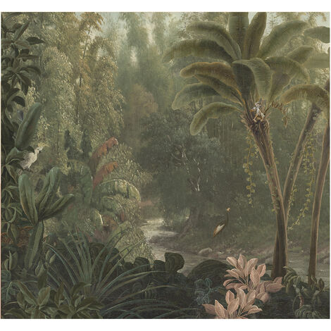 Papier peint panoramique Jungle Un matin au Paradis 280 x 300cm Vert