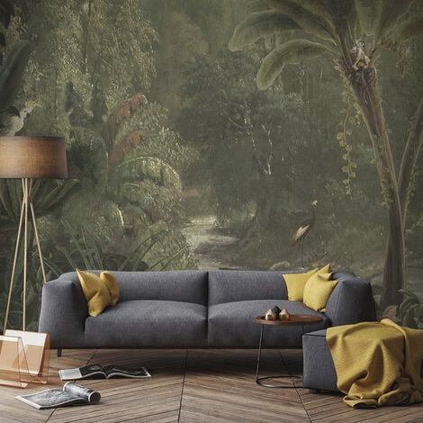 Papier peint panoramique Jungle Un matin au Paradis 280 x 300cm Vert