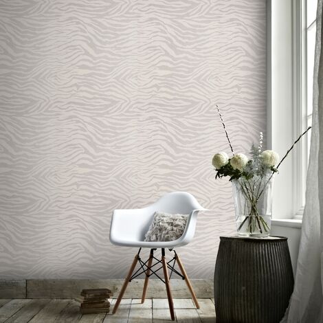Papier peint Zebra paillettes 1005 x 52cm Argent