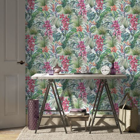 Papier peint intissé Feuillage tropical 1005 x 52cm Multicolore