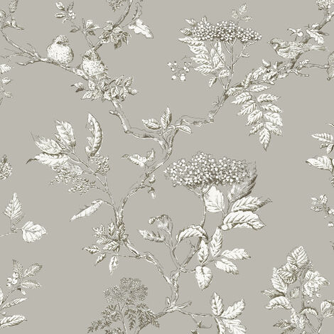 Papier peint intissé Laura Ashley Branches Elderwood Steel 1005 x 52cm Gris