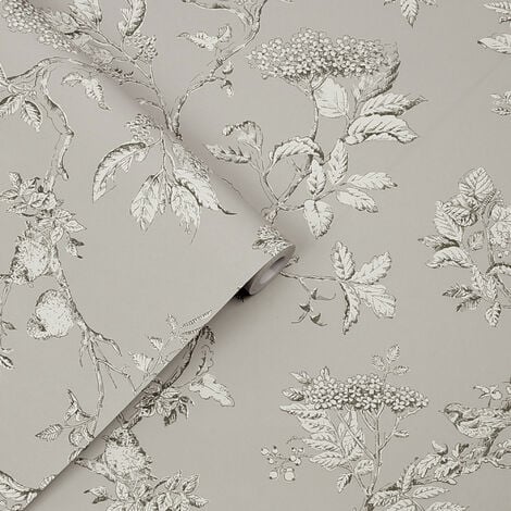 Papier peint intissé Laura Ashley Branches Elderwood Steel 1005 x 52cm Gris