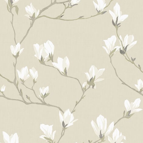 Papier peint intissé Laura Ashley Magnolia Grove Natural 1005 x 52cm Beige