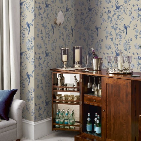 Papier peint intissé Laura Ashley Summer Palace Royal 1005 x 52cm Bleu