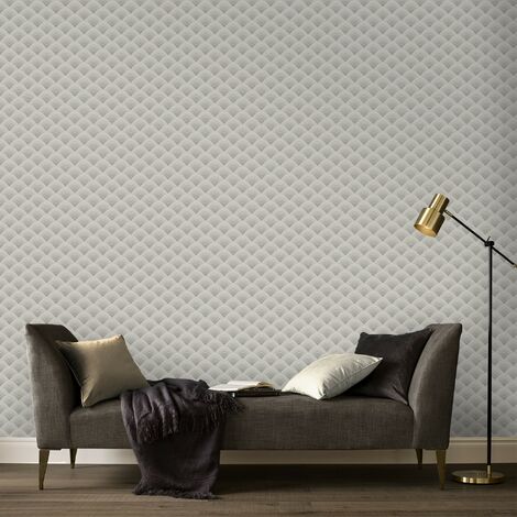 Papier peint intissé Ecailles Effet relief  1005 x 52cm Taupe (1/5)
