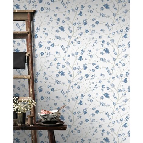 Papier peint intissé à motif floral aquarelle 1005 x 52cm – Résistant à la lumière – Application facile sans table à tapisser – Superfresco Easy