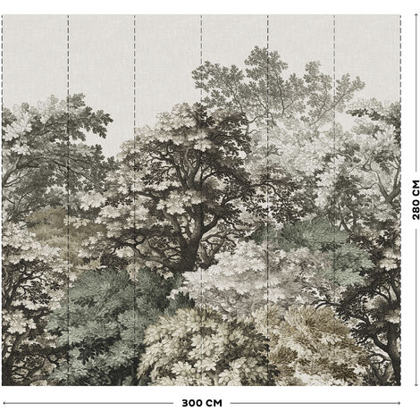 Papier Peint panoramique Morris 280 x 300cm Taupe, Gris-vert