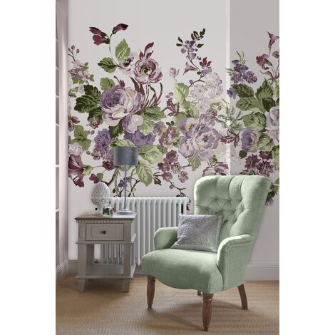 Rouleau De Papier Peint Laura Ashley - Motif Milford Raisin - Qualité Supérieure - Argenté