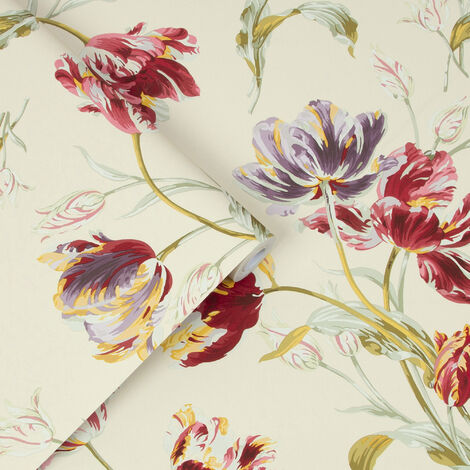 Papier Peint Laura Ashley Milford Raisin – Argent, Qualité Supérieure, 1 Rouleau Neuf