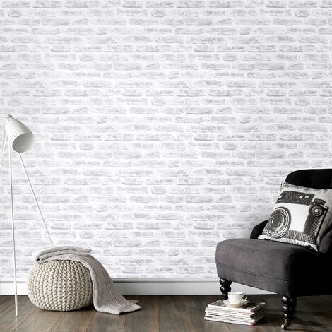 Papier peint intissé Industriel Briques Loft 1005 x 52cm Blanc