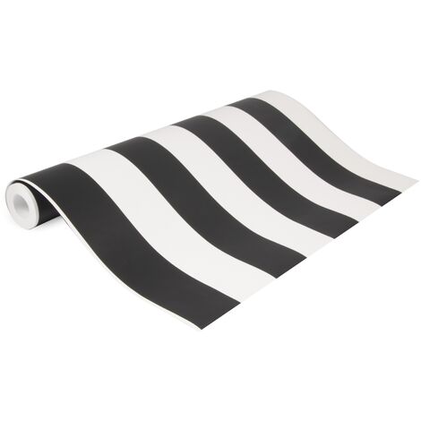 Papier peint intissé Rayures Gravure Duplex 1005 x 52cm Noir, Blanc