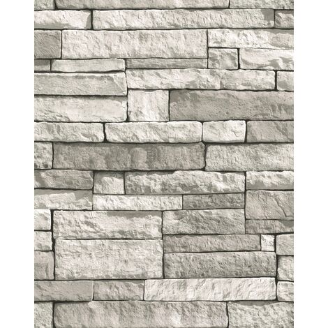 Papier peint intissé  Briques Claires Grainé 1005 x 52cm Gris