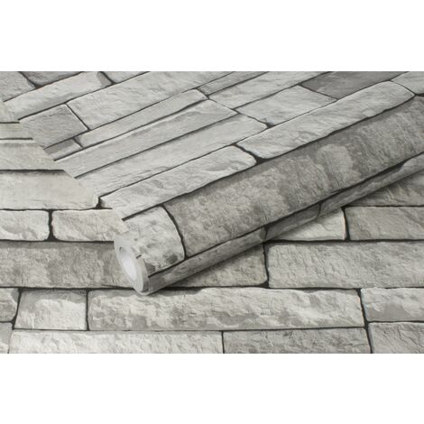 Papier peint intissé  Briques Claires Grainé 1005 x 52cm Gris