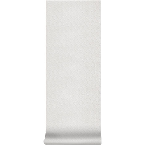 Papier peint intissé Losanges Relief 1005 x 52cm Blanc