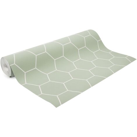 Papier peint intissé Quadrillage en Hexagone 1005 x 52cm Vert