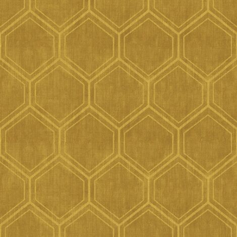 Papier peint intissé Hexagone Alvéoles 1000 x 53cm Moutarde