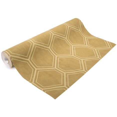 Papier peint intissé Hexagone Alvéoles 1000 x 53cm Moutarde