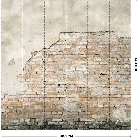 Papier peint panoramique Dublin Pierres 300 x 300cm Gris, Ocre